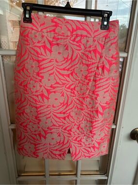 J. Crew Pink and Coral Floral Print Skirt